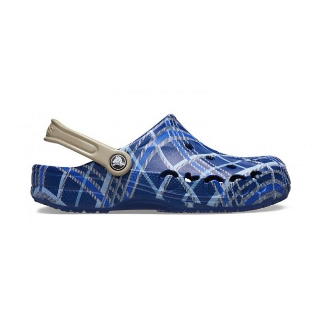 Crocs Baya Holiday Plaid Clogs Christmas Blue Jean Comfort Sandals Mens Size 12 - Picture 4 of 5